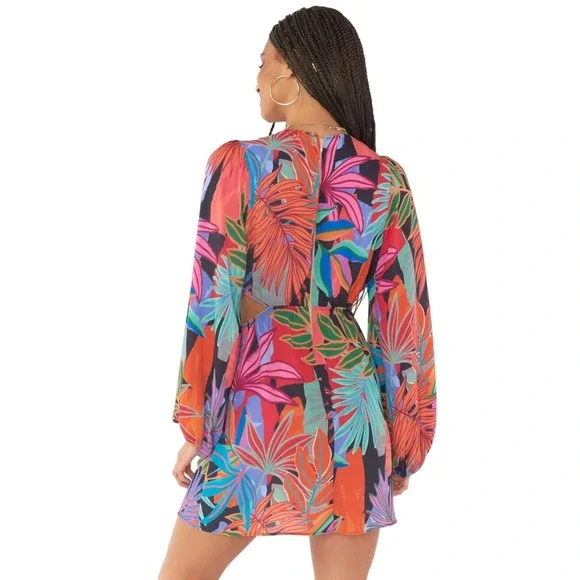 Show Me Your Mumu-Go Out, Cut Out, Mini Dress Tropical Paradise print, Size S - Picture 2 of 8